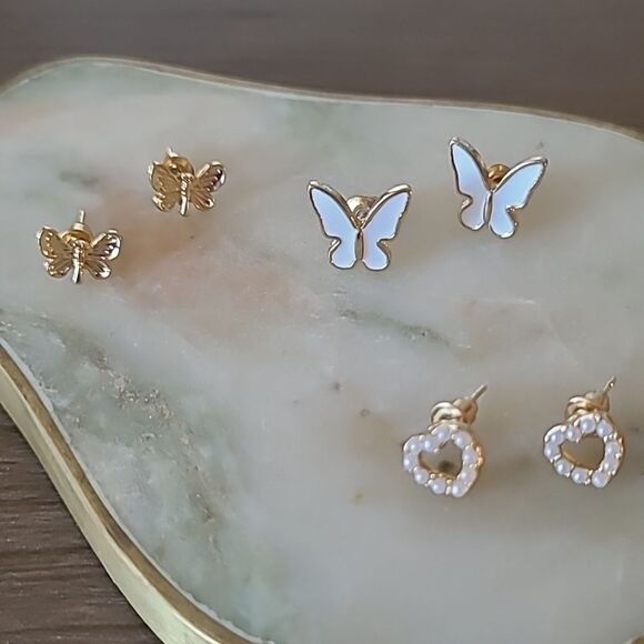 💲6️⃣ Bundled ✔️Set Heart & Butterfly Earrings Cute Valentines Gift - - Picture 3 of 6